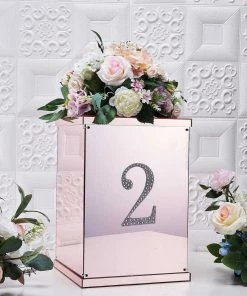 HIER_5150 6" Silver Decorative Rhinestone Number Stickers DIY Crafts - 2