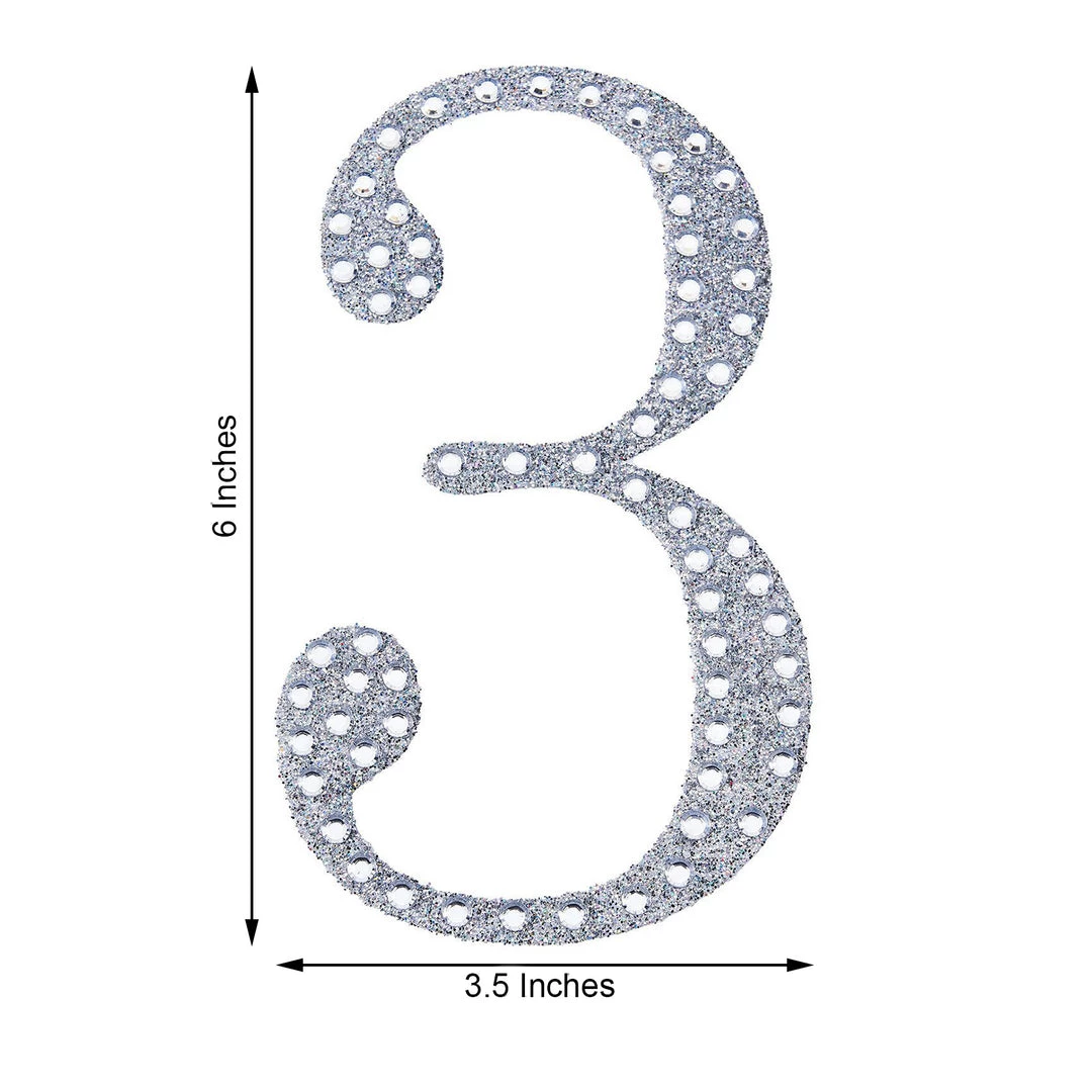 HIER_5150 Chargers & Centerpieces 6" Silver Decorative Rhinestone Number Stickers DIY Crafts - 3 3 HIER_5150 Chargers & Centerpieces 6" Silver Decorative Rhinestone Number Stickers DIY Crafts - 3