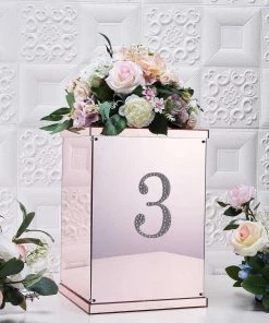 HIER_5150 Chargers & Centerpieces 6" Silver Decorative Rhinestone Number Stickers DIY Crafts - 3