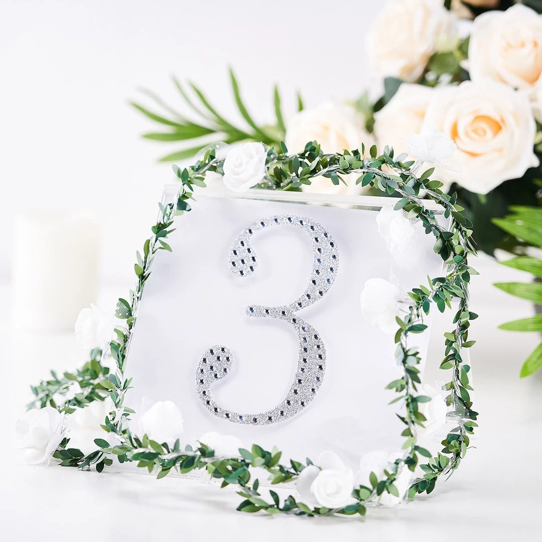 HIER_5150 Chargers & Centerpieces 6" Silver Decorative Rhinestone Number Stickers DIY Crafts - 3 1 HIER_5150 Chargers & Centerpieces 6" Silver Decorative Rhinestone Number Stickers DIY Crafts - 3