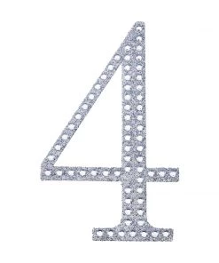 HIER_5150 6" Silver Decorative Rhinestone Number Stickers DIY Crafts - 4 17 HIER_5150 6