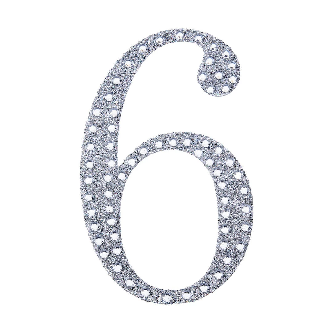 HIER_5150 Chargers & Centerpieces 6" Silver Decorative Rhinestone Number Stickers DIY Crafts - 6 9 HIER_5150 Chargers & Centerpieces 6" Silver Decorative Rhinestone Number Stickers DIY Crafts - 6