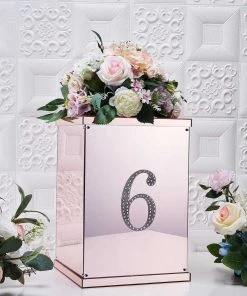 HIER_5150 Chargers & Centerpieces 6" Silver Decorative Rhinestone Number Stickers DIY Crafts - 6