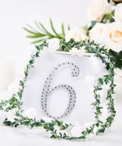 HIER_5150 Chargers & Centerpieces 6" Silver Decorative Rhinestone Number Stickers DIY Crafts - 6