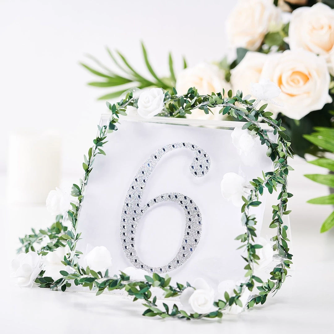 HIER_5150 Chargers & Centerpieces 6" Silver Decorative Rhinestone Number Stickers DIY Crafts - 6 1 HIER_5150 Chargers & Centerpieces 6" Silver Decorative Rhinestone Number Stickers DIY Crafts - 6