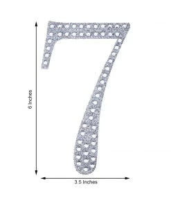 HIER_5150 6" Silver Decorative Rhinestone Number Stickers DIY Crafts - 7 11 HIER_5150 6