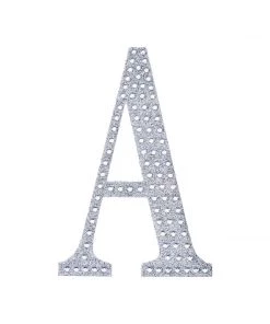 HIER_5150 6" Silver Decorative Rhinestone Alphabet Letter Stickers DIY Crafts - A 17 HIER_5150 6