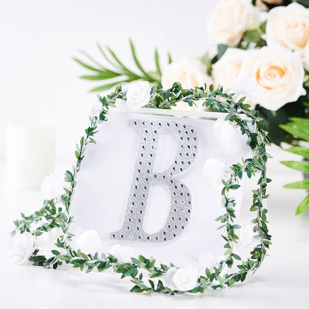 HIER_5150 6" Silver Decorative Rhinestone Alphabet Letter Stickers DIY Crafts - B 1 HIER_5150 6" Silver Decorative Rhinestone Alphabet Letter Stickers DIY Crafts - B