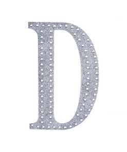 HIER_5150 6" Silver Decorative Rhinestone Alphabet Letter Stickers DIY Crafts - D 17 HIER_5150 6