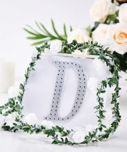 HIER_5150 6" Silver Decorative Rhinestone Alphabet Letter Stickers DIY Crafts - D
