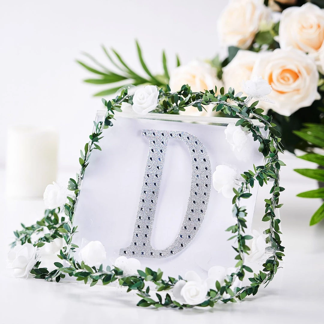 HIER_5150 6" Silver Decorative Rhinestone Alphabet Letter Stickers DIY Crafts - D 1 HIER_5150 6" Silver Decorative Rhinestone Alphabet Letter Stickers DIY Crafts - D