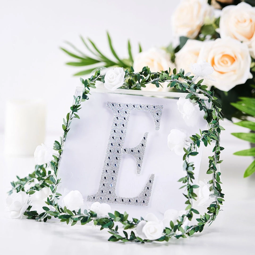 HIER_5150 Chargers & Centerpieces 6" Silver Decorative Rhinestone Alphabet Letter Stickers DIY Crafts - E 1 HIER_5150 Chargers & Centerpieces 6" Silver Decorative Rhinestone Alphabet Letter Stickers DIY Crafts - E