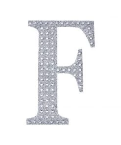HIER_5150 6" Silver Decorative Rhinestone Alphabet Letter Stickers DIY Crafts - F 17 HIER_5150 6