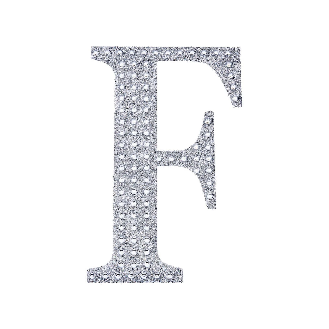 HIER_5150 6" Silver Decorative Rhinestone Alphabet Letter Stickers DIY Crafts - F 9 HIER_5150 6" Silver Decorative Rhinestone Alphabet Letter Stickers DIY Crafts - F