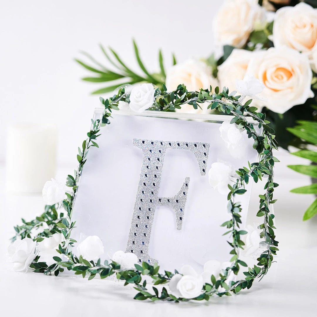 HIER_5150 6" Silver Decorative Rhinestone Alphabet Letter Stickers DIY Crafts - F 1 HIER_5150 6" Silver Decorative Rhinestone Alphabet Letter Stickers DIY Crafts - F