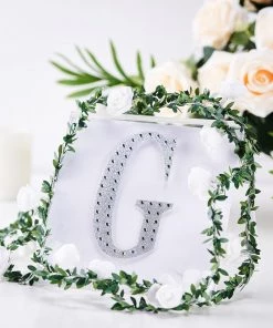 HIER_5150 Chargers & Centerpieces 6" Silver Decorative Rhinestone Alphabet Letter Stickers DIY Crafts - G