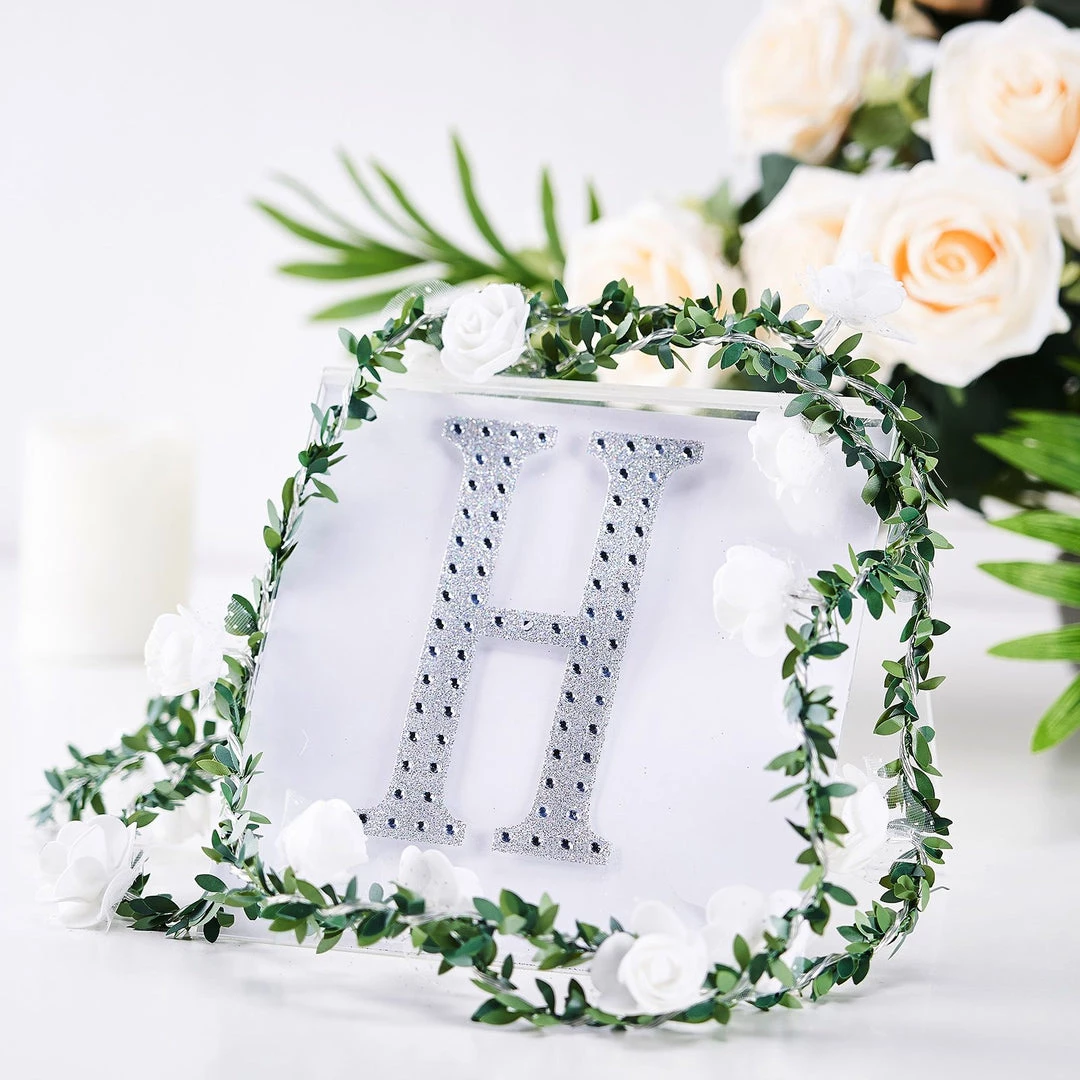 HIER_5150 6" Silver Decorative Rhinestone Alphabet Letter Stickers DIY Crafts - H Chargers & Centerpieces 1 HIER_5150 6" Silver Decorative Rhinestone Alphabet Letter Stickers DIY Crafts - H Chargers & Centerpieces