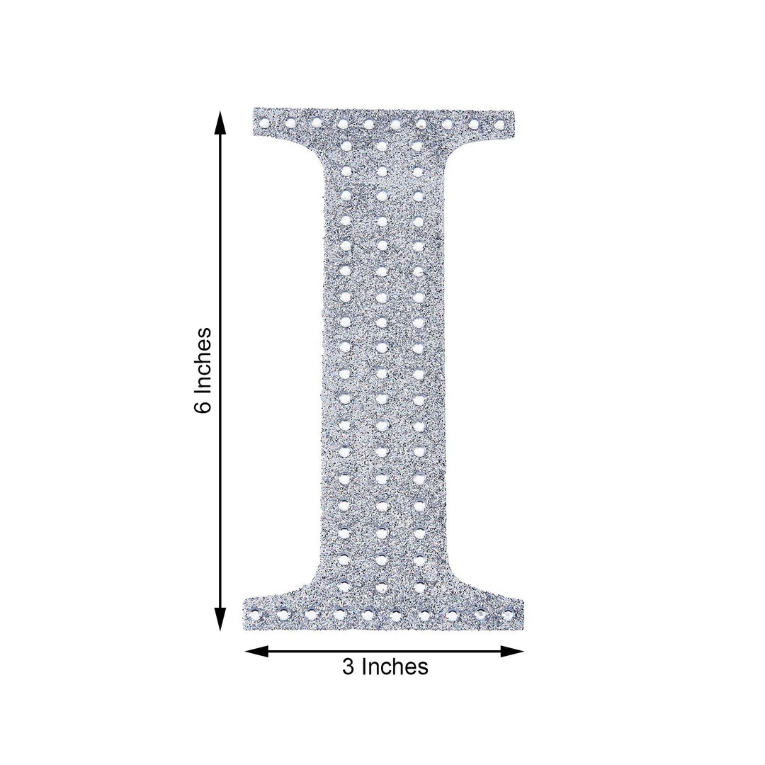 HIER_5150 6" Silver Decorative Rhinestone Alphabet Letter Stickers DIY Crafts - I Chargers & Centerpieces 3 HIER_5150 6" Silver Decorative Rhinestone Alphabet Letter Stickers DIY Crafts - I Chargers & Centerpieces