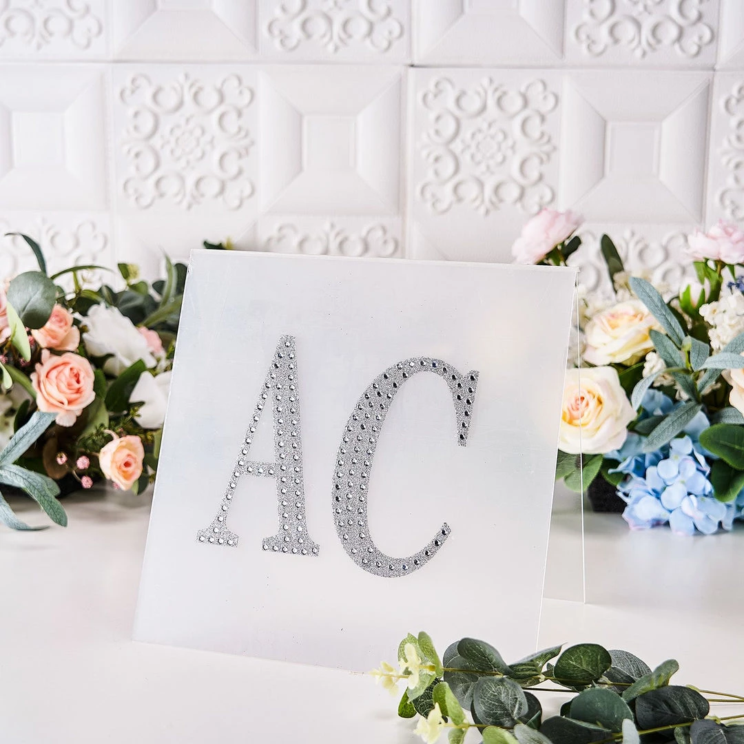 HIER_5150 6" Silver Decorative Rhinestone Alphabet Letter Stickers DIY Crafts - I Chargers & Centerpieces 6 HIER_5150 6" Silver Decorative Rhinestone Alphabet Letter Stickers DIY Crafts - I Chargers & Centerpieces