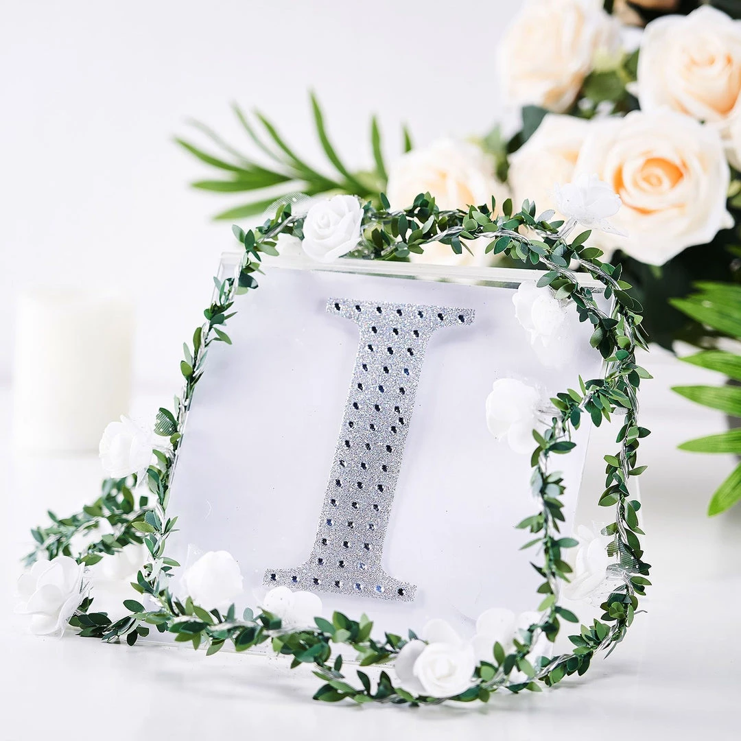 HIER_5150 6" Silver Decorative Rhinestone Alphabet Letter Stickers DIY Crafts - I Chargers & Centerpieces 1 HIER_5150 6" Silver Decorative Rhinestone Alphabet Letter Stickers DIY Crafts - I Chargers & Centerpieces
