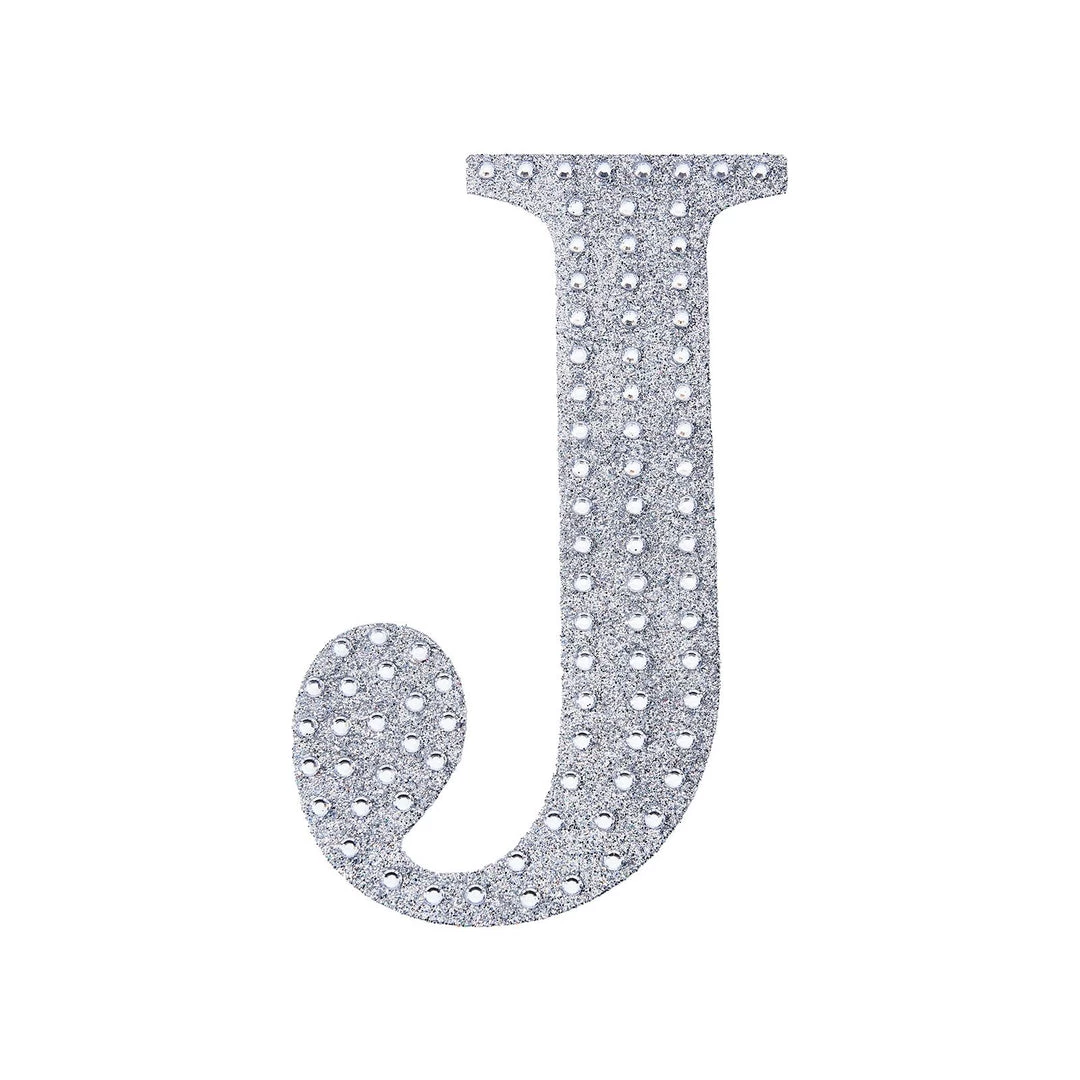 HIER_5150 6" Silver Decorative Rhinestone Alphabet Letter Stickers DIY Crafts - J Chargers & Centerpieces 9 HIER_5150 6" Silver Decorative Rhinestone Alphabet Letter Stickers DIY Crafts - J Chargers & Centerpieces