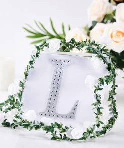 HIER_5150 6" Silver Decorative Rhinestone Alphabet Letter Stickers DIY Crafts - L