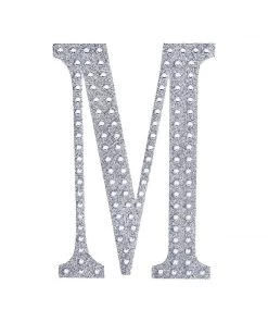 HIER_5150 Chargers & Centerpieces 6" Silver Decorative Rhinestone Alphabet Letter Stickers DIY Crafts - M 17 HIER_5150 Chargers & Centerpieces 6