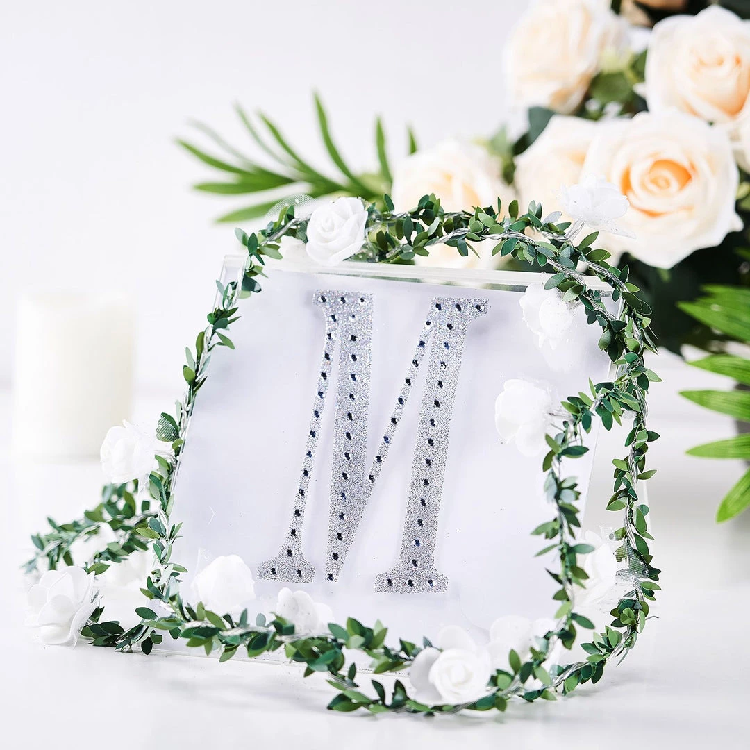 HIER_5150 Chargers & Centerpieces 6" Silver Decorative Rhinestone Alphabet Letter Stickers DIY Crafts - M 1 HIER_5150 Chargers & Centerpieces 6" Silver Decorative Rhinestone Alphabet Letter Stickers DIY Crafts - M