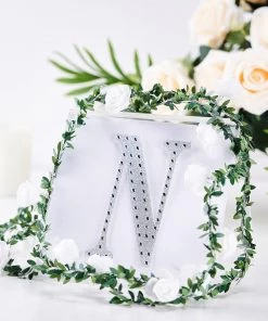 HIER_5150 Chargers & Centerpieces 6" Silver Decorative Rhinestone Alphabet Letter Stickers DIY Crafts - N