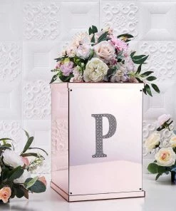 HIER_5150 Chargers & Centerpieces 6" Silver Decorative Rhinestone Alphabet Letter Stickers DIY Crafts - P