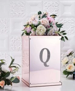 HIER_5150 Chargers & Centerpieces 6" Silver Decorative Rhinestone Alphabet Letter Stickers DIY Crafts - Q