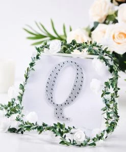 HIER_5150 Chargers & Centerpieces 6" Silver Decorative Rhinestone Alphabet Letter Stickers DIY Crafts - Q