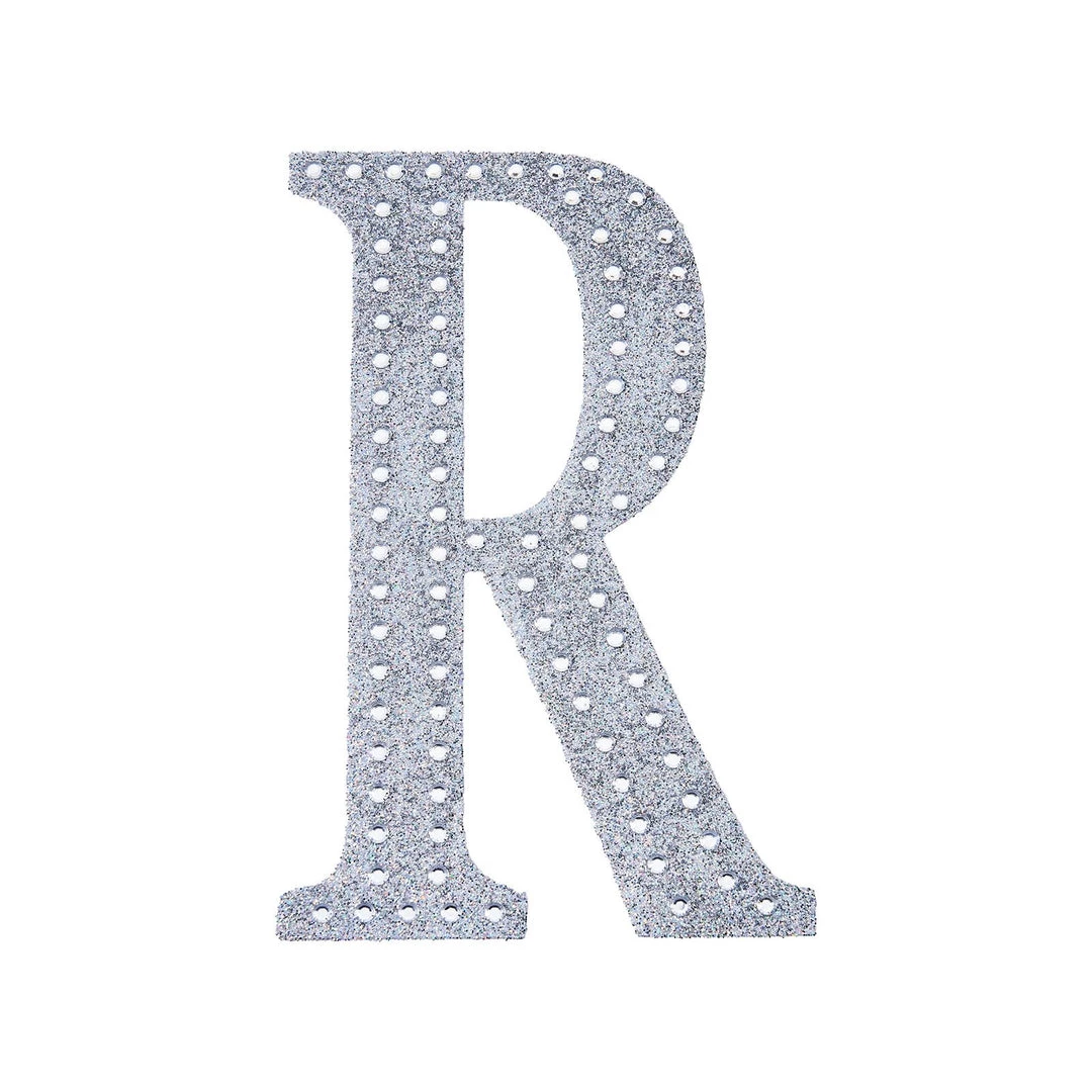 HIER_5150 Chargers & Centerpieces 6" Silver Decorative Rhinestone Alphabet Letter Stickers DIY Crafts - R 9 HIER_5150 Chargers & Centerpieces 6" Silver Decorative Rhinestone Alphabet Letter Stickers DIY Crafts - R