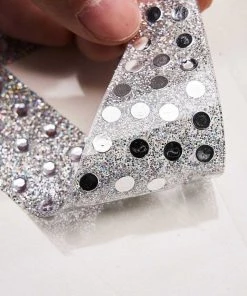 HIER_5150 Chargers & Centerpieces 6" Silver Decorative Rhinestone Alphabet Letter Stickers DIY Crafts - R 16 HIER_5150 Chargers & Centerpieces 6