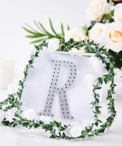 HIER_5150 Chargers & Centerpieces 6" Silver Decorative Rhinestone Alphabet Letter Stickers DIY Crafts - R