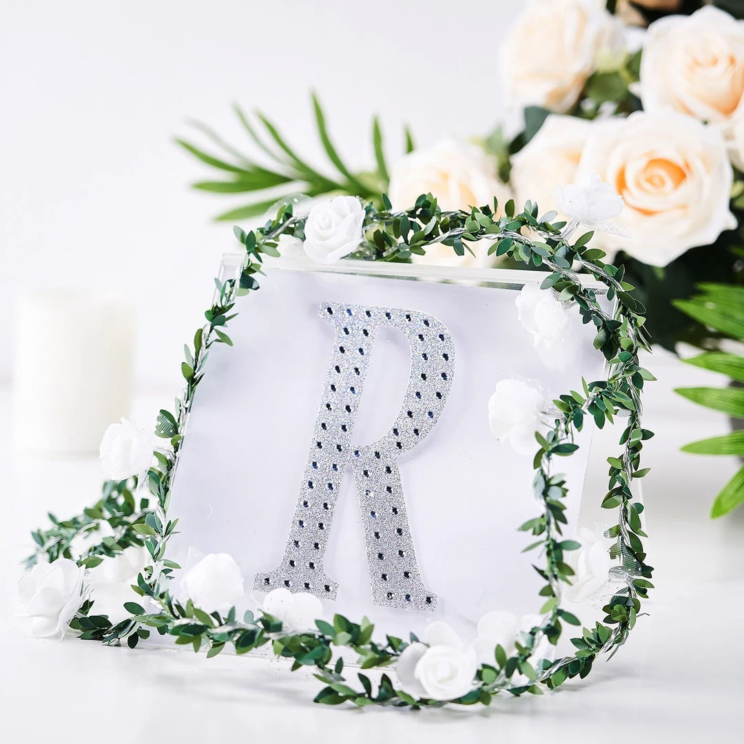 HIER_5150 Chargers & Centerpieces 6" Silver Decorative Rhinestone Alphabet Letter Stickers DIY Crafts - R 1 HIER_5150 Chargers & Centerpieces 6" Silver Decorative Rhinestone Alphabet Letter Stickers DIY Crafts - R