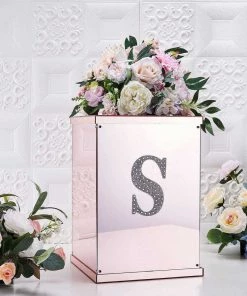 HIER_5150 Chargers & Centerpieces 6" Silver Decorative Rhinestone Alphabet Letter Stickers DIY Crafts - S