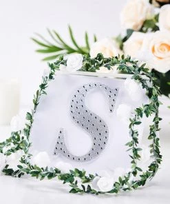 HIER_5150 Chargers & Centerpieces 6" Silver Decorative Rhinestone Alphabet Letter Stickers DIY Crafts - S