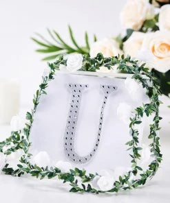 HIER_5150 Chargers & Centerpieces 6" Silver Decorative Rhinestone Alphabet Letter Stickers DIY Crafts - U