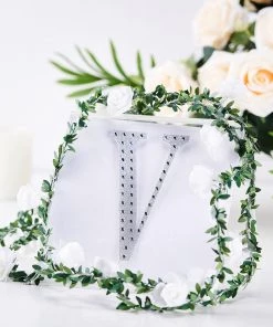 HIER_5150 6" Silver Decorative Rhinestone Alphabet Letter Stickers DIY Crafts - V Chargers & Centerpieces