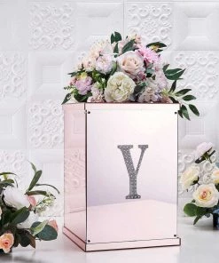 HIER_5150 6" Silver Decorative Rhinestone Alphabet Letter Stickers DIY Crafts - Y Chargers & Centerpieces