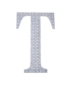 HIER_5150 6" Silver Decorative Rhinestone Alphabet Letter Stickers DIY Crafts - T 17 HIER_5150 6