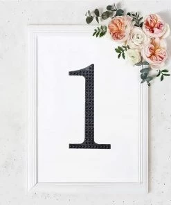 HIER_5150 Chargers & Centerpieces 8" Black Decorative Rhinestone Number Stickers DIY Crafts - 1