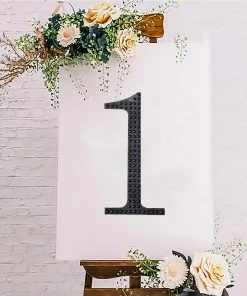 HIER_5150 Chargers & Centerpieces 8" Black Decorative Rhinestone Number Stickers DIY Crafts - 1 20 HIER_5150 Chargers & Centerpieces 8