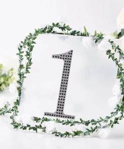 HIER_5150 Chargers & Centerpieces 8" Black Decorative Rhinestone Number Stickers DIY Crafts - 1