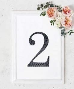 HIER_5150 Chargers & Centerpieces 8" Black Decorative Rhinestone Number Stickers DIY Crafts - 2