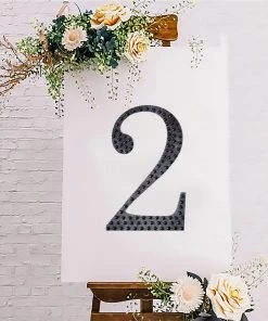 HIER_5150 Chargers & Centerpieces 8" Black Decorative Rhinestone Number Stickers DIY Crafts - 2 20 HIER_5150 Chargers & Centerpieces 8