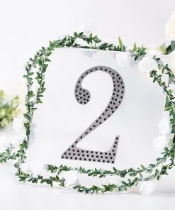 HIER_5150 Chargers & Centerpieces 8" Black Decorative Rhinestone Number Stickers DIY Crafts - 2