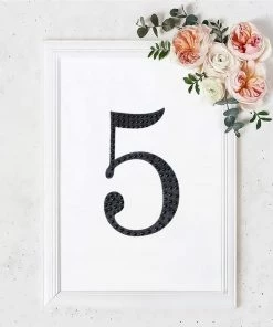 HIER_5150 8" Black Decorative Rhinestone Number Stickers DIY Crafts - 5