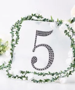 HIER_5150 8" Black Decorative Rhinestone Number Stickers DIY Crafts - 5